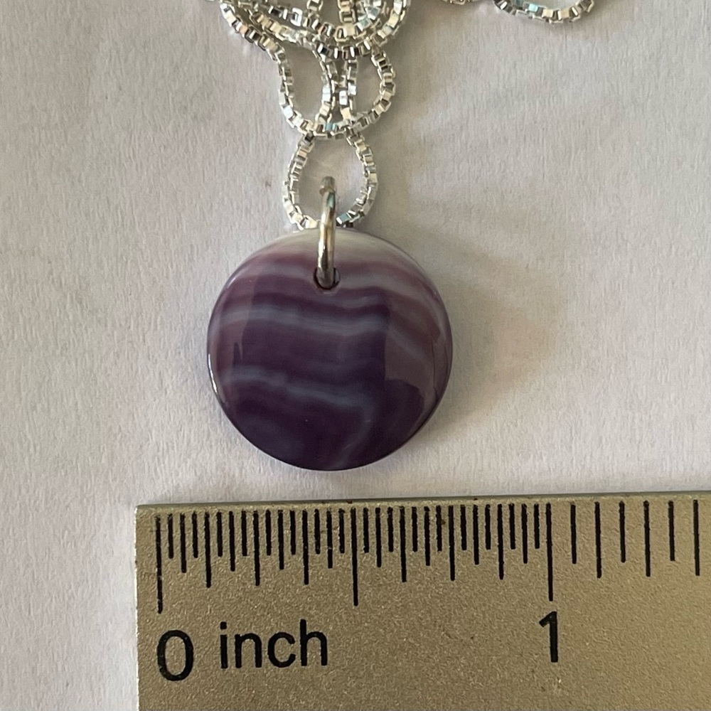 Wampum pendant quahog shell sterling silver chain